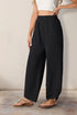 Womens Wide Leg Harem Pants Casual Loose Elastic Waist Solid Color Comfy Palazzo Lounge Baggy Sweatpants with Pockets Small Black - Evallys.com # #