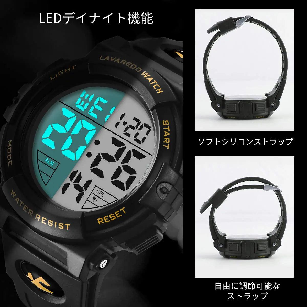 L LAVAREDO Mens Digital Watch Sports Military Watches Waterproof Outdoor Chronograph Wrist Watches for Men with LED Back Ligh/Alarm/Date 04-gold - Evallys.com # #