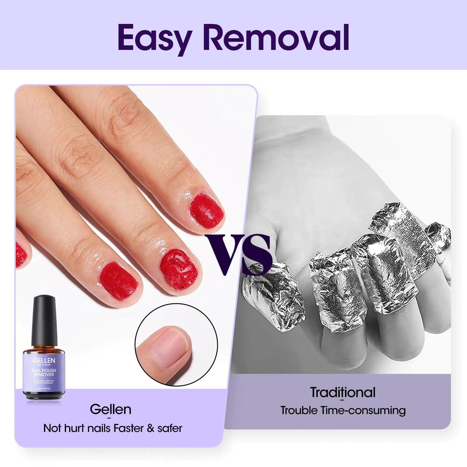 Gellen Gel Nail Polish Remover, 1pc Gel Polish Remover for Nails, Quick & Easy Nail Gel Remover in 2-5 Minutes, No Need Soaking Or Wrapping -15ml - Evallys.com # #