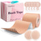 Boob Tape Breast Lift Tape for Large Breasts with 2 Pcs Nipple Covers Invisible Boobtape for A-G Cup(Beige,3 in) Beige 3 inch - Evallys.com # #