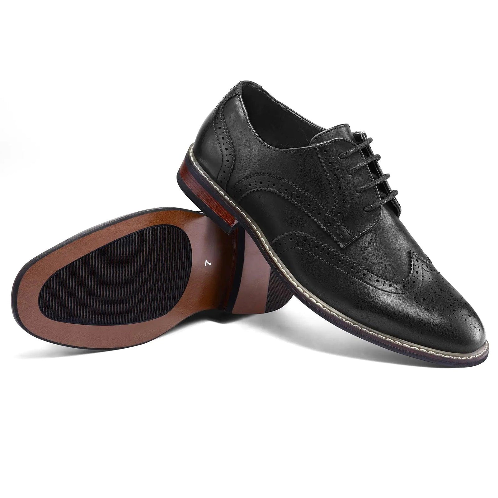 Men's Dress Shoes Formal Business Classic Lace Up Wingtip Oxford Shoes 13 Wide Wingtip Black - Evallys.com # #