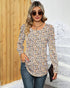 Ficerd Women's Puff Long Sleeve Tunic Tops Pleated Crew Neck Blouses Dressy Casual Loose Fit Fall and Winter Shirts Pink Floral Large - Evallys.com