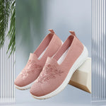 Women’s Breathable Hollow Flats – Slip-On Mesh Loafers with Floral Design - Evallys.com