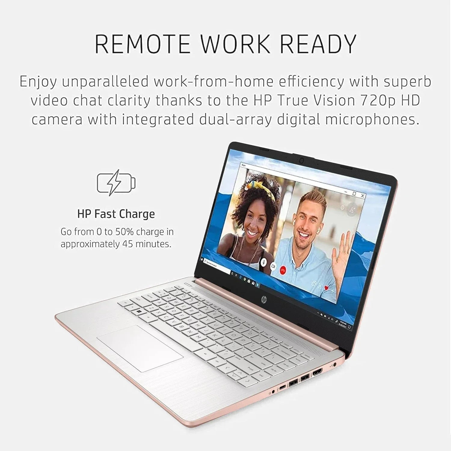 HP Newest 14" Business Laptop,Intel Celeron N4120,16GB RAM,384GB Storage(128GB eMMC+256GB Micro SD),1Year Office 365,Rose Gold - Evallys.com