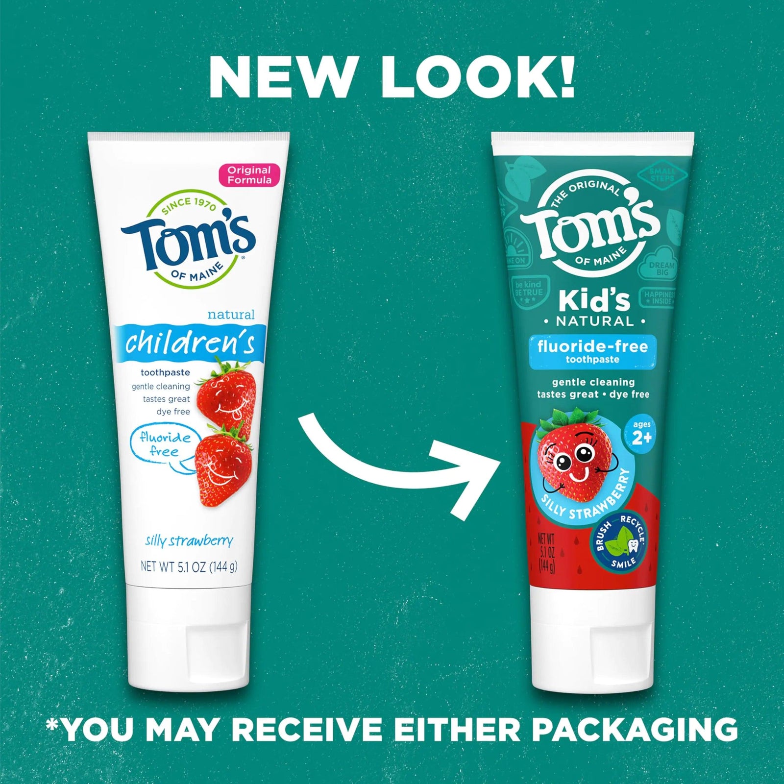 Tom's of Maine Aluminum-Free Wicked Cool! Natural Deodorant for Kids 3-Pack, Fluoride Free Children's Toothpaste Silly Strawberry 5.1 oz 3-Pack Freestyle 3 Count (Pack of 1) Deodorant + Toothpaste 5.1 oz. 3-Pack - Evallys.com # #