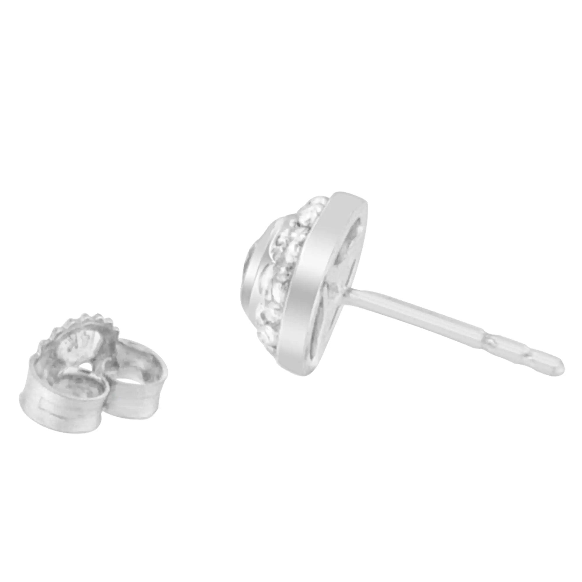 14K White Gold 1/3 cttw Round Cut Diamond Earrings (H-I, SI2-I1) - Evallys.com # #