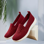 Women’s Breathable Hollow Flats – Slip-On Mesh Loafers with Floral Design - Evallys.com