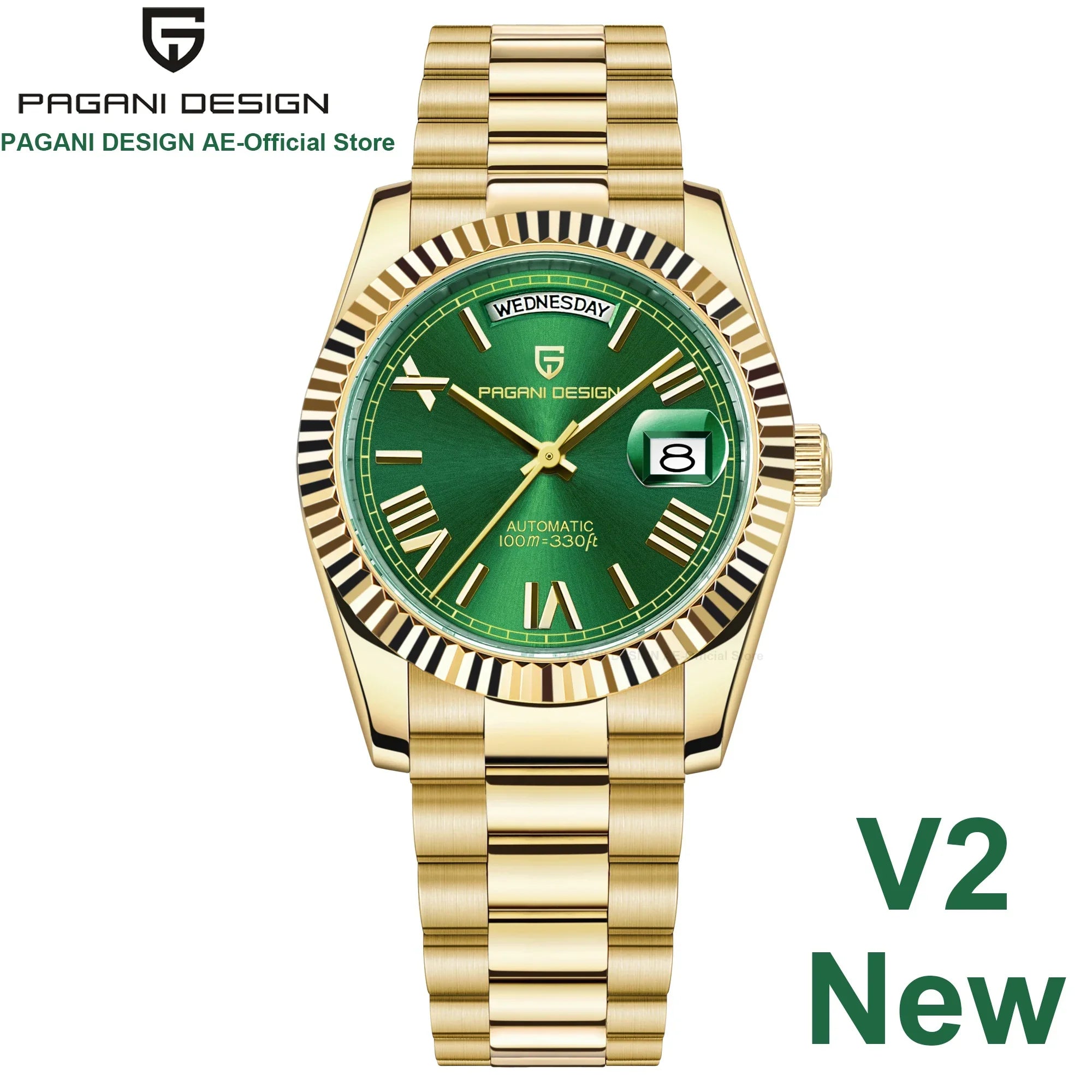 PAGANI DESIGN DD36 Gold Green V2 Men's Mechanical Watches Luxury Automatic Watch For Men 2024 New AR Sapphire glass Wrist watch - Evallys.com