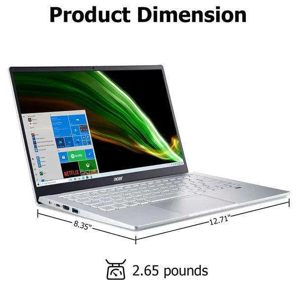 Acer Swift 3 14" FHD Business Laptop, AMD Ryzen 7 5700U, 16GB LPDDR4X, 2TB PCIe SSD, WiFi 6, Backlit KB, 100% sRGB, Silver - Evallys.com # #