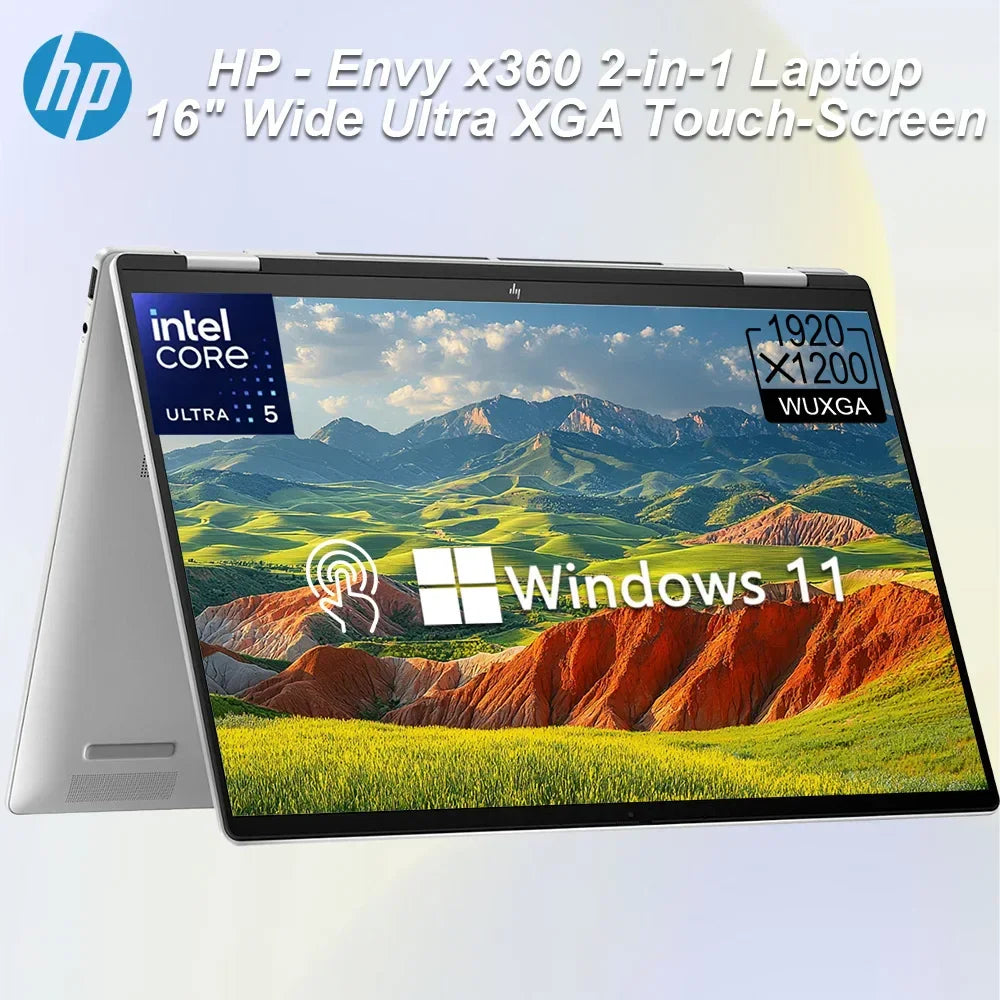 HP Envy x360 2-in-1 16" WUXGA IPS Wide Ultra Touchscreen Laptop,Intel Ultra 5 125U(Beats i7-1335U),16GB DDR5 RAM,2TB PCIe SSD - Evallys.com
