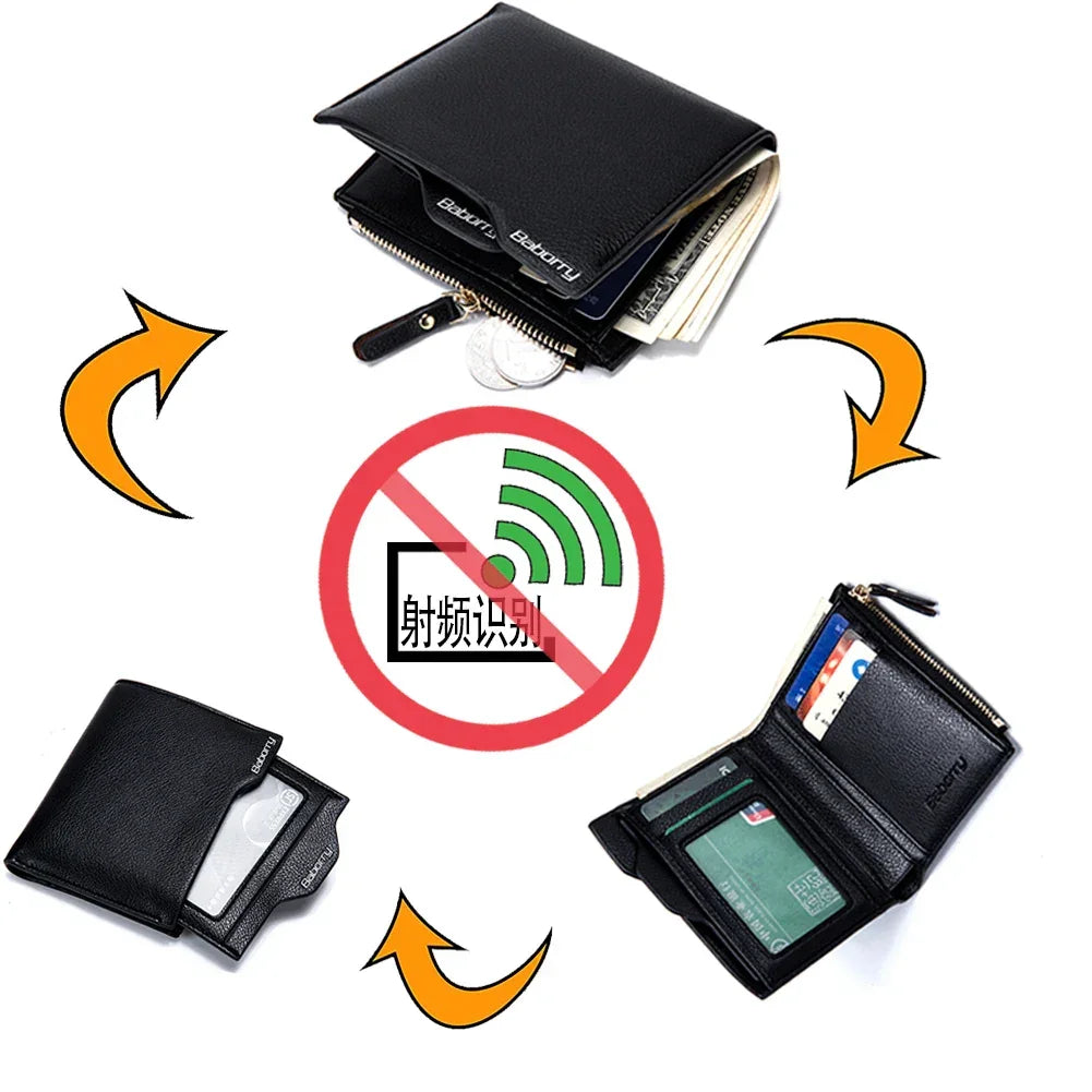 RFID Theft Protect Coin Bag zipper men wallets famous brand mens wallet male money purses Wallets New Design Top Men Wallet - Evallys.com