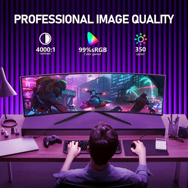 A 34-inch ultra-large curved gaming monitor with 4K HD picture quality, a 165Hz high refresh rate, and a 1500R curvature. - Evallys.com