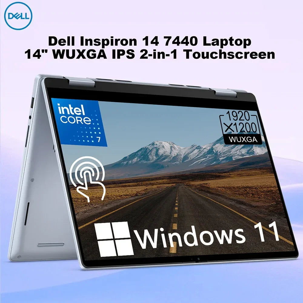 Dell Inspiron 14 7440 FHD+ 2in1 Touchscreen Laptop, Intel Core 7 150U, 64GB DDR5 RAM,4TB PCIe SSD, Backlit KB, WiFi6, FHD Webcam - Evallys.com