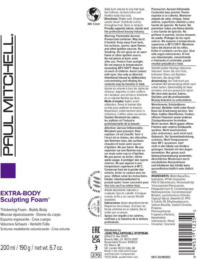 Paul Mitchell Extra-Body Sculpting Foam, Thickens + Builds Body, For Fine Hair, 6.7 oz. A complex citrus herbal scent with energizing notes of lemon and neroli. 6.7 Ounce (Pack of 1) - Evallys.com # #