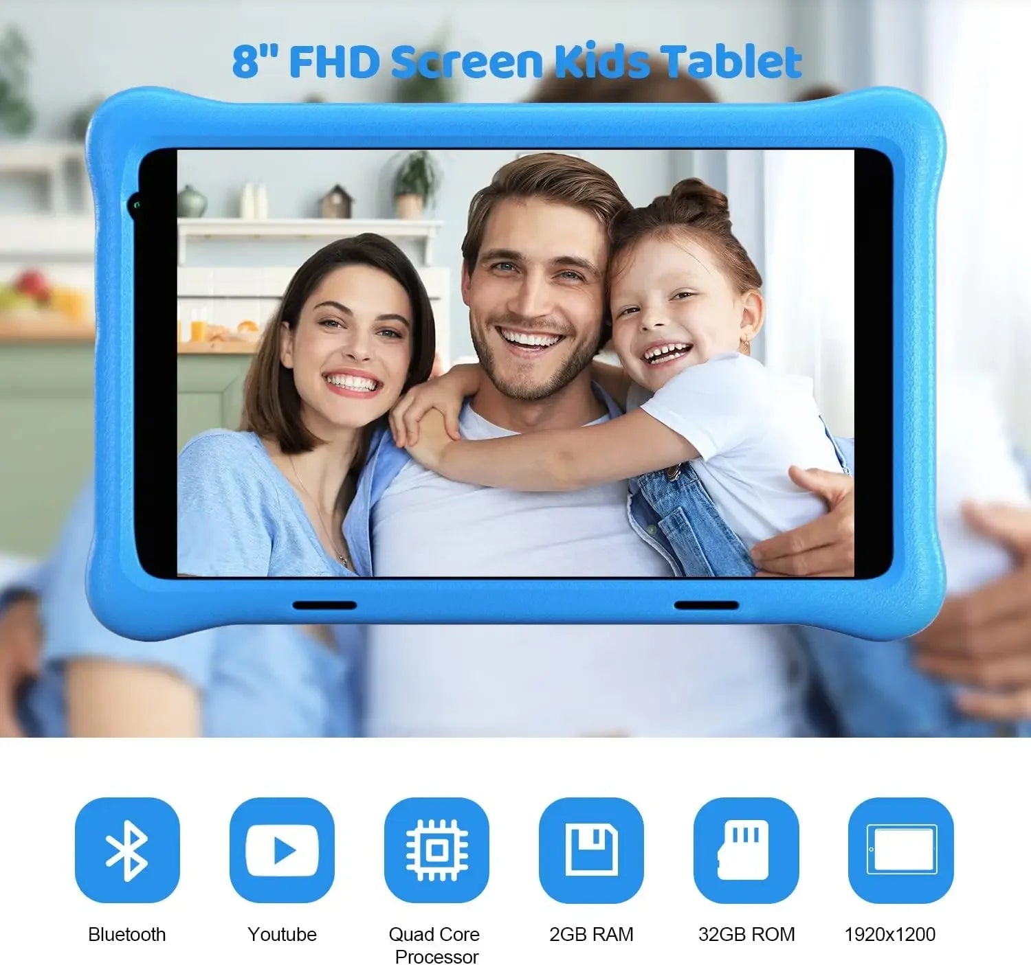 8 Inch Kid Tablet Android11 Learning Tablets Quad Core Processor 2GB+32GB 128GB Expansion 5000mAh Child Eye Protection With Case - Evallys.com