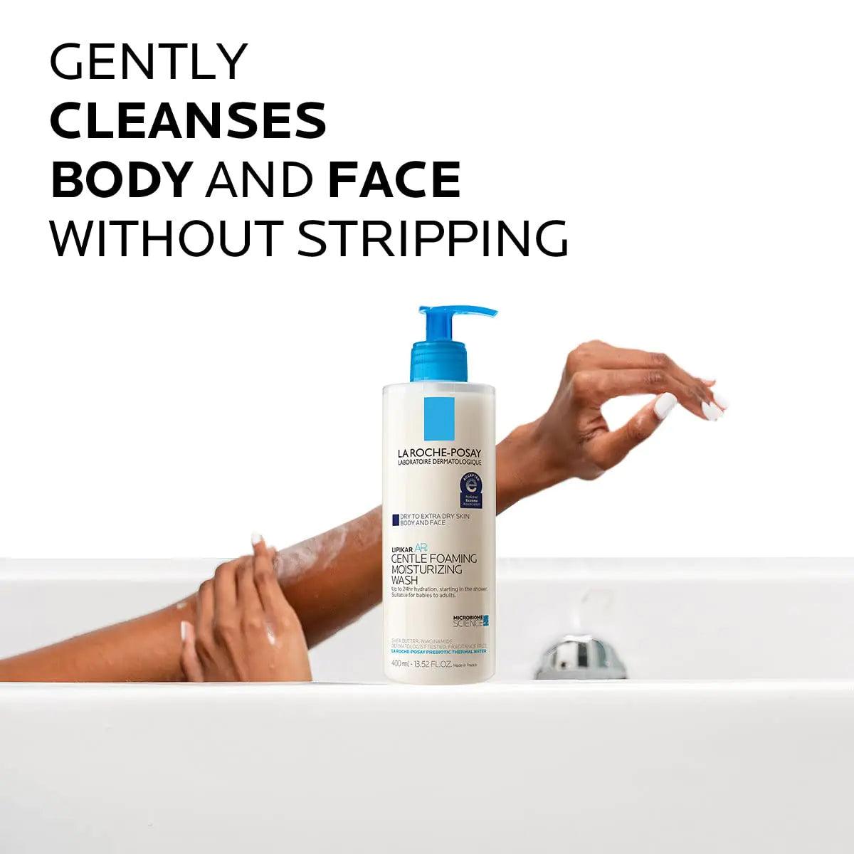 La Roche-Posay Lipikar AP+ Gentle Foaming Moisturizing Wash | Shea Butter + Niacinamide + Glycerin | Moisturizing Body Wash & Face Wash For Dry Skin | National Eczema Association Accepted | Soap Free - Evallys.com # #