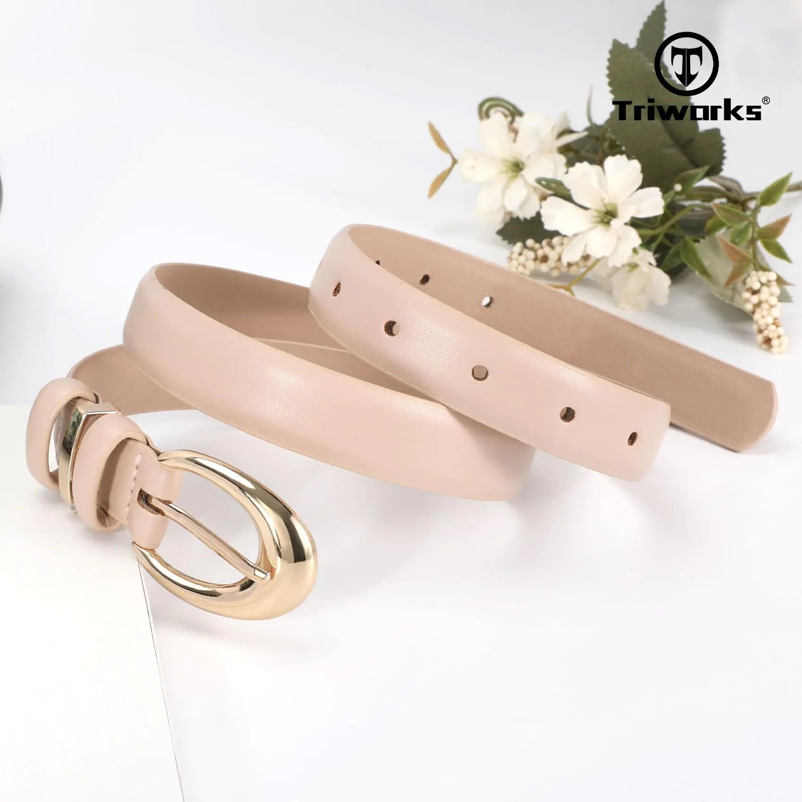 Women Leather Belt for Jeans Pants Fashion Ladies Skinny Faux Leather Dress belt with Gold Buckle Fit Wasit Size 27