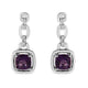 .925 Sterling Silver 6x6MM Cushion Shaped Natural Purple Amethyst and Diamond Accent Drop and Dangle Earrings (I-J Color, I1-I2 Clarity) - Evallys.com