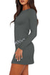 WIHOLL Women's Long Sleeve Boat Neck Mini Dress Slim Fit Party Club Bodycon Fall Dresses 2024 J - Deep Grey XX-Large - Evallys.com