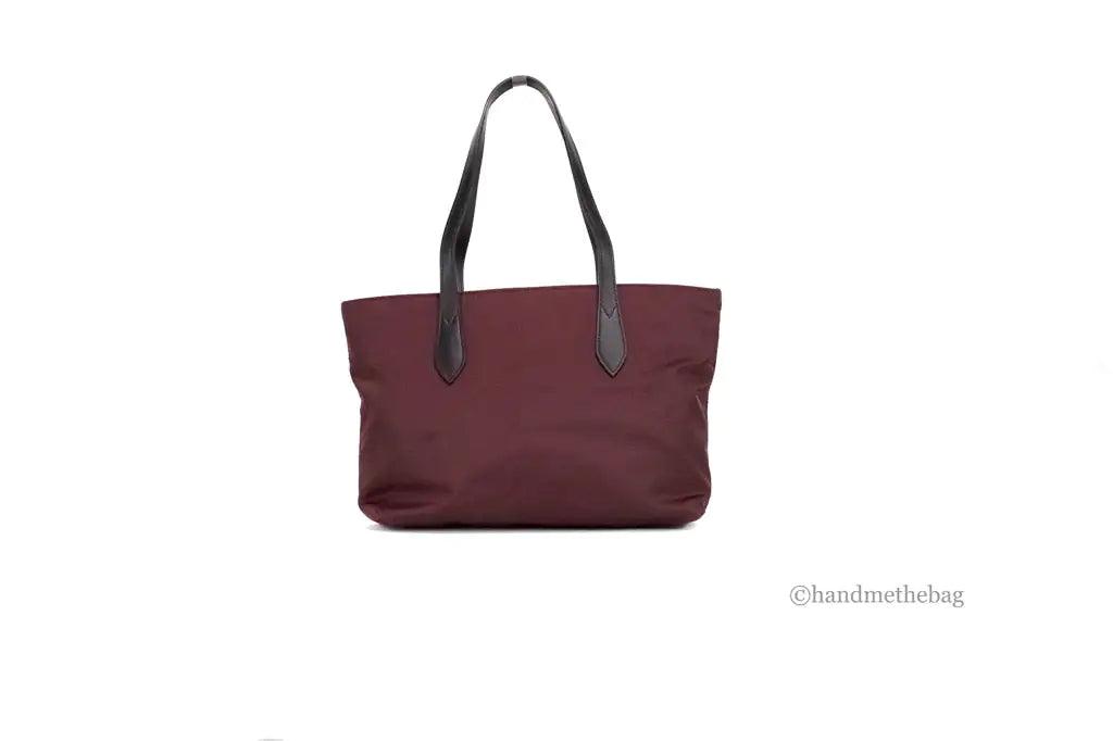 Burberry Small Burgundy Logo Branded Econyl Nylon Tote Bag - Evallys.com # #