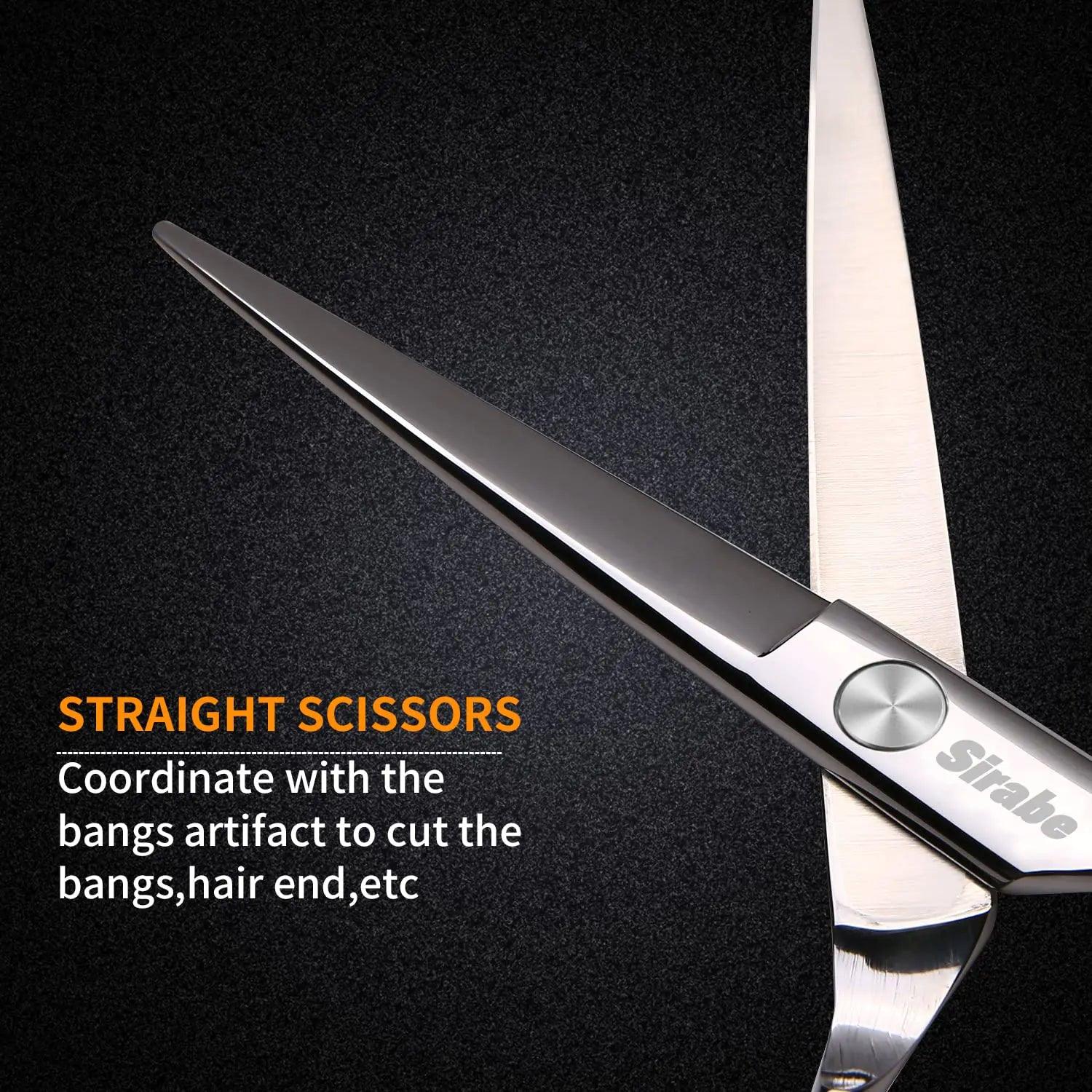 Hair Cutting Scissors Thinning Shears Kit, 6.5 inch Professional Haircut Scissors for Beard Trimming Shaping with Comb Case, Hairdressing Shears Set Silver - Evallys.com # #