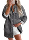 Astylish Women 2024 Denim Shirts Button Down Blouse Long Sleeve V Neck Casual Tops Large Light Grey - Evallys.com # #