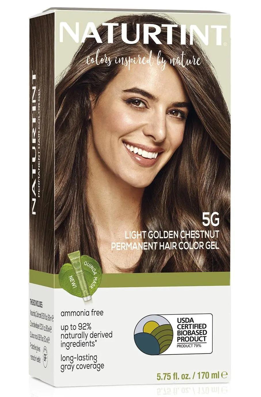 Naturtint Permanent Hair Color 5G Light Golden Chestnut (Pack of 1), Ammonia Free, Vegan, Cruelty Free, up to 100% Gray Coverage, Long Lasting Results - Evallys.com # #