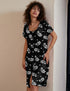 Ekouaer Women's Nightshirt Short Sleeve Button Down Nightgown V-Neck Sleepwear Pajama Dress White Flowers Small - Evallys.com # #