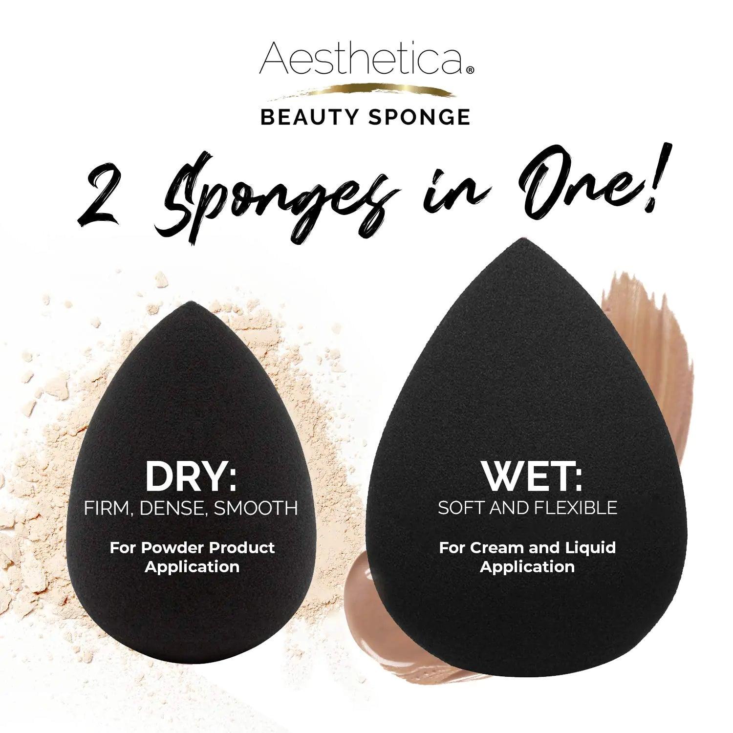 Aesthetica Cosmetics Beauty Sponge Blender - Latex Free and Vegan Makeup Sponge Blender - For Powder, Cream or Liquid Application - One Piece Make Up Sponge 1 Count (Pack of 1) - Evallys.com # #