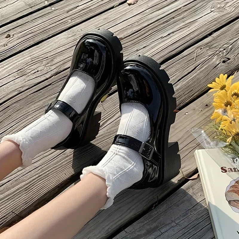 Lolita Shoes Women Japanese Mary Jane Shoes Women Vintage Girls Students JK Uniform High Heel Platform Shoes Cosplay Plus Size - Evallys.com