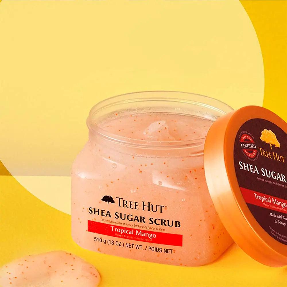 Tree Hut Shea Sugar Scrub Tropical Mango, 18oz, Ultra Hydrating and Exfoliating Scrub for Nourishing Essential Body Care Mango Puree - Evallys.com # #