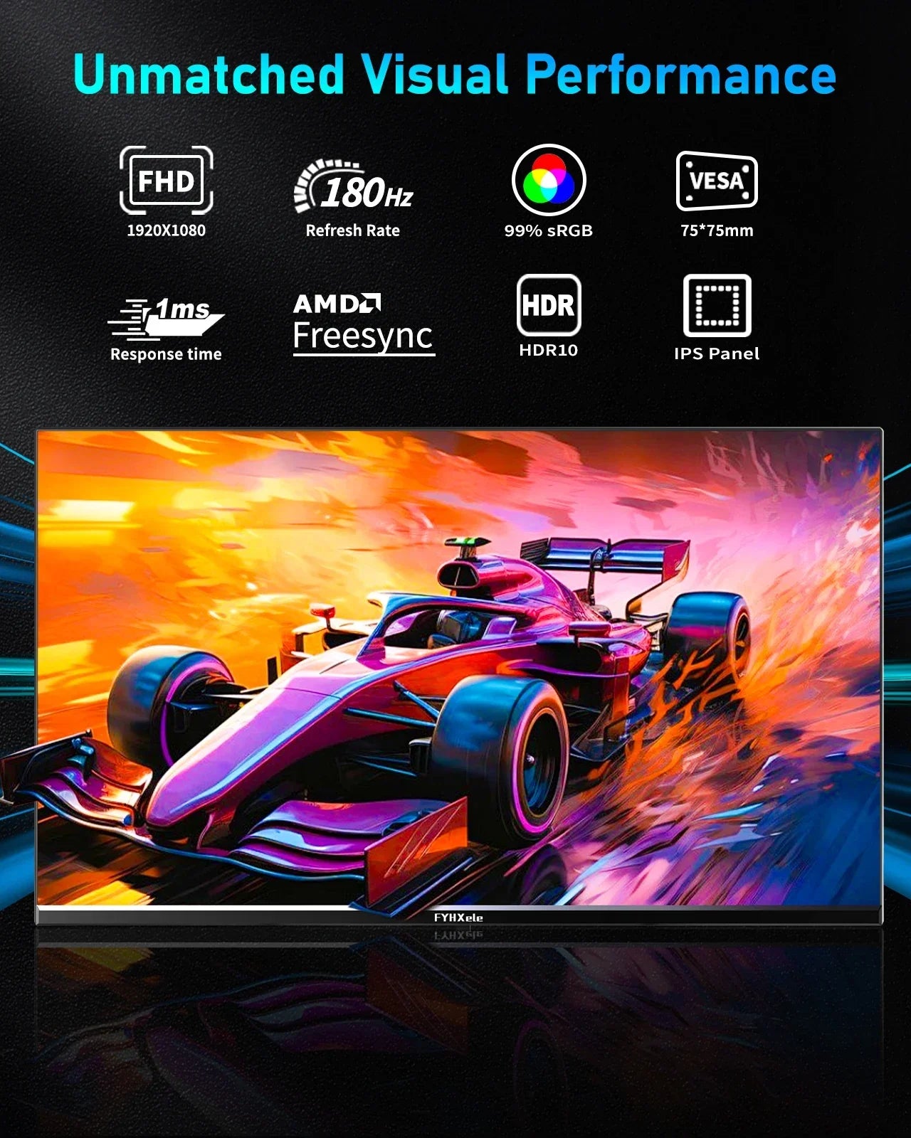 FYHXele 24Inch 180Hz Gaming Monitor 1K FHD Computer Display 1ms Response Time Eye Care Screen LCD Support HDR G-Sync VESA - Evallys.com