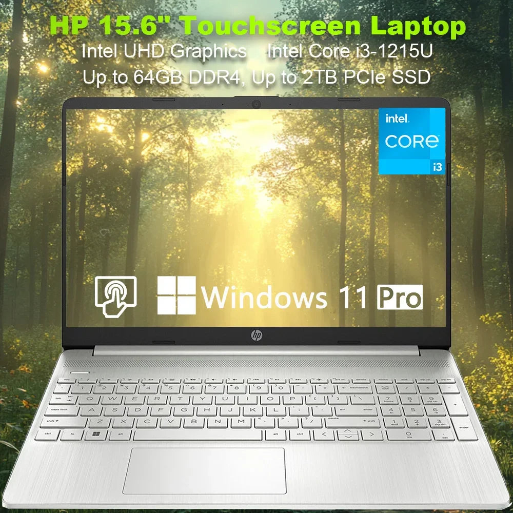 HP 2024 Newest Business Laptop,15.6" Touchscreen Laptop,Intel Core i3-1215U,Up to 64GB RAM,2TB SSD,Intel UHD Graphics,Win 11 Pro - Evallys.com