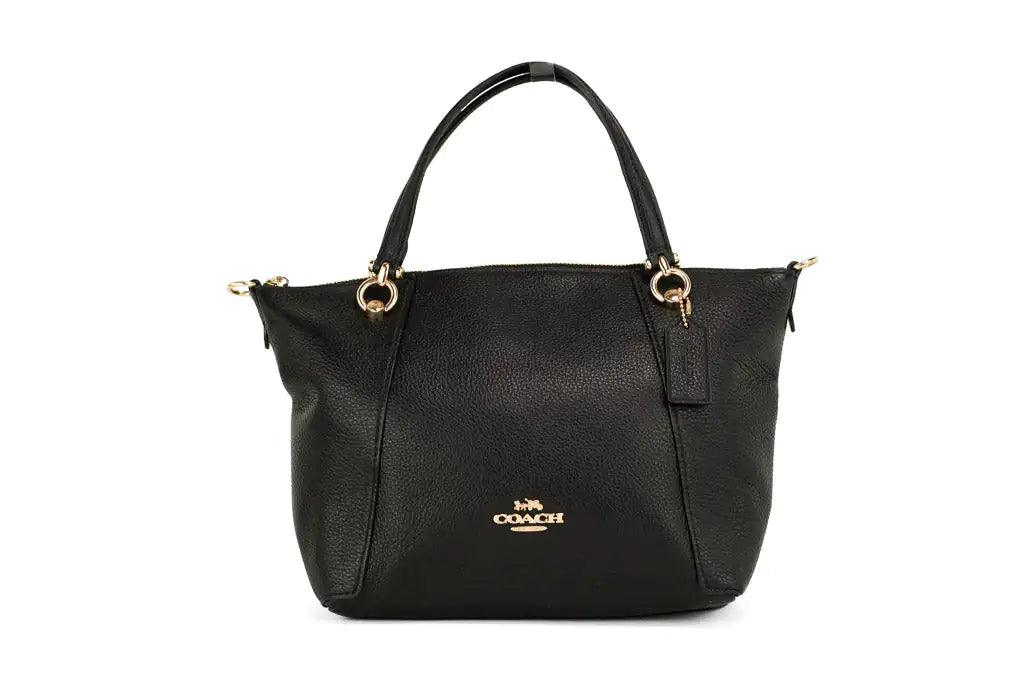 Coach Kacey Black Leather Top Zip Satchel Crossbody Bag - Evallys.com # #