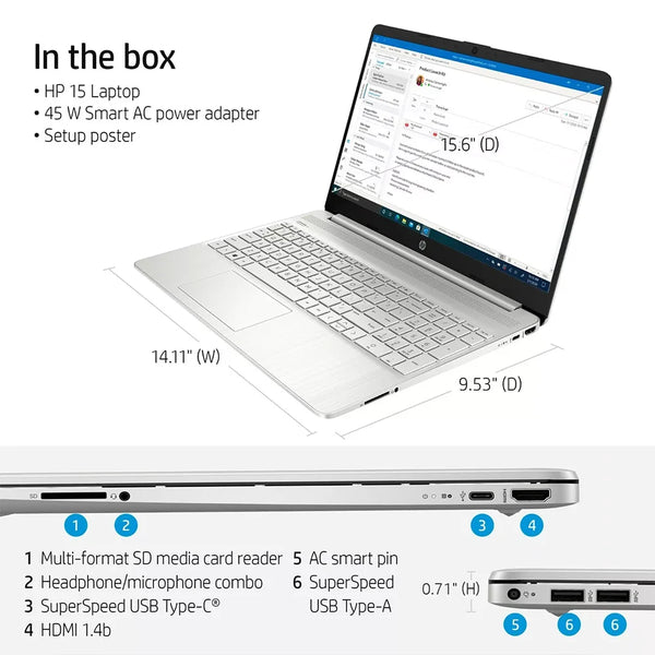 HP 15.6" FHD IPS Flagship Laptop Computer,Intel Core i5-1135G7,16GB RAM,1TB SSD,Iris Xe Graphics,WiFi 6,Windows 11 Home,Silver - Evallys.com # #