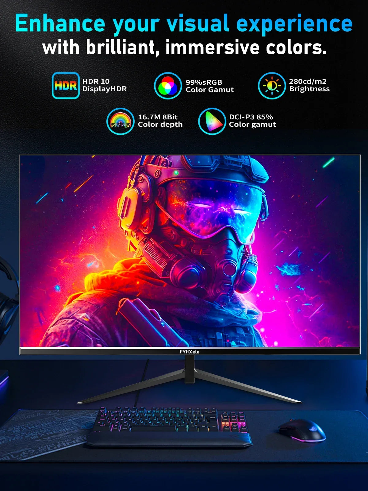 FYHXele 24Inch 180Hz Gaming Monitor 1K FHD Computer Display 1ms Response Time Eye Care Screen LCD Support HDR G-Sync VESA - Evallys.com