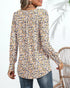 Ficerd Women's Puff Long Sleeve Tunic Tops Pleated Crew Neck Blouses Dressy Casual Loose Fit Fall and Winter Shirts Pink Floral Large - Evallys.com