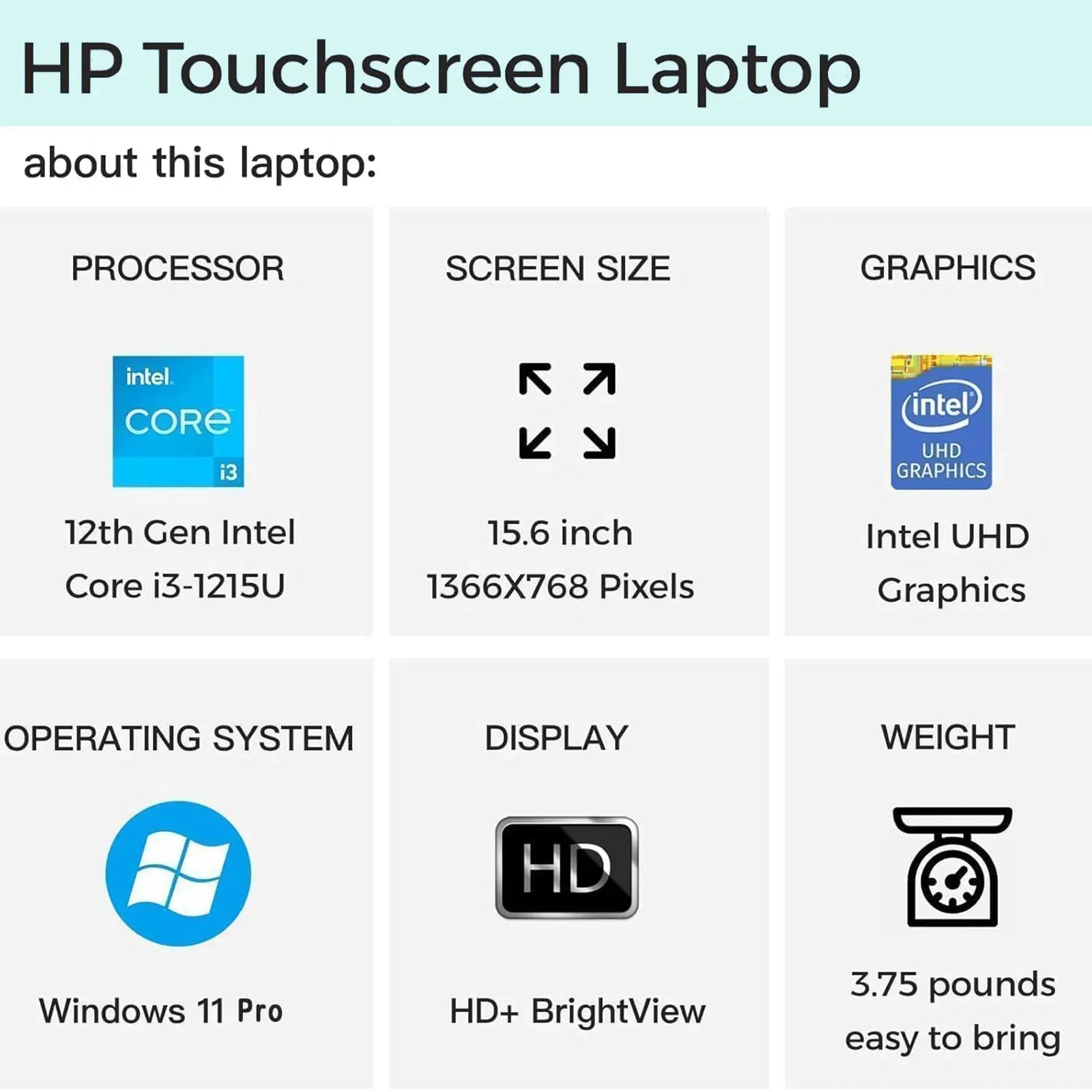 HP 2024 Newest Business Laptop,15.6" Touchscreen Laptop,Intel Core i3-1215U,Up to 64GB RAM,2TB SSD,Intel UHD Graphics,Win 11 Pro - Evallys.com