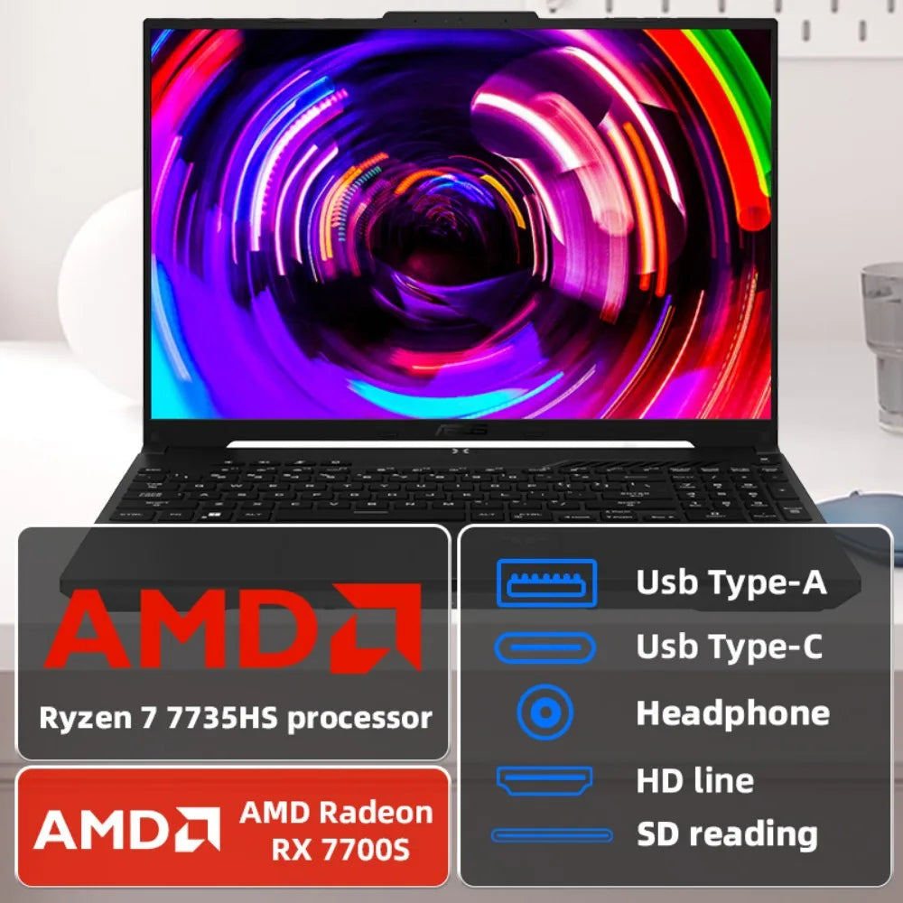 ASUS TUF A16 16" Gaming Laptop,AMD Ryzen 7-7735HS,64GB RAM,4TB SSD,AMD Radeon RX 7700S,Windows 11,Off Black,with Gaming Mouse - Evallys.com # #