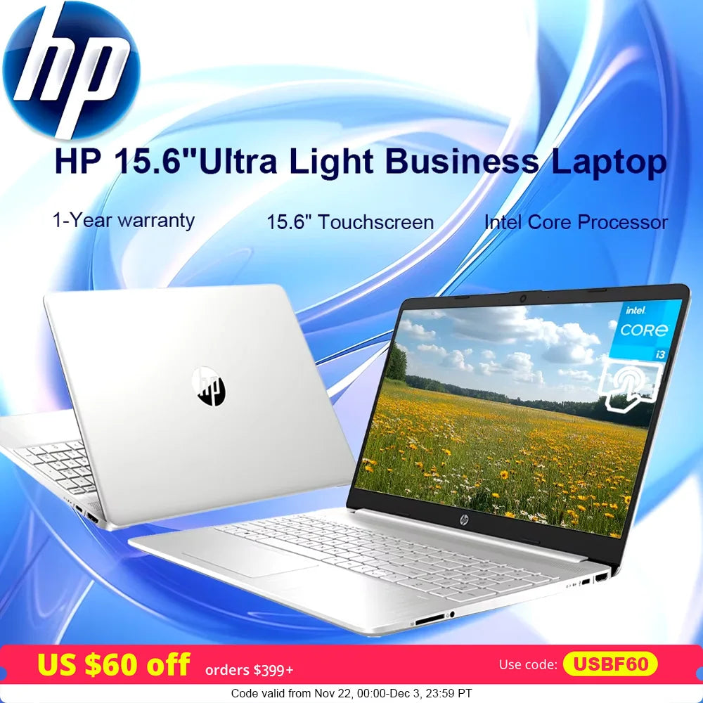 HP 2024 Business Laptop, 15.6" Touchscreen Laptop, Intel Core i3-1215U, 16GB RAM, 1TB SSD, Intel UHD Graphics, Silver - Evallys.com # #