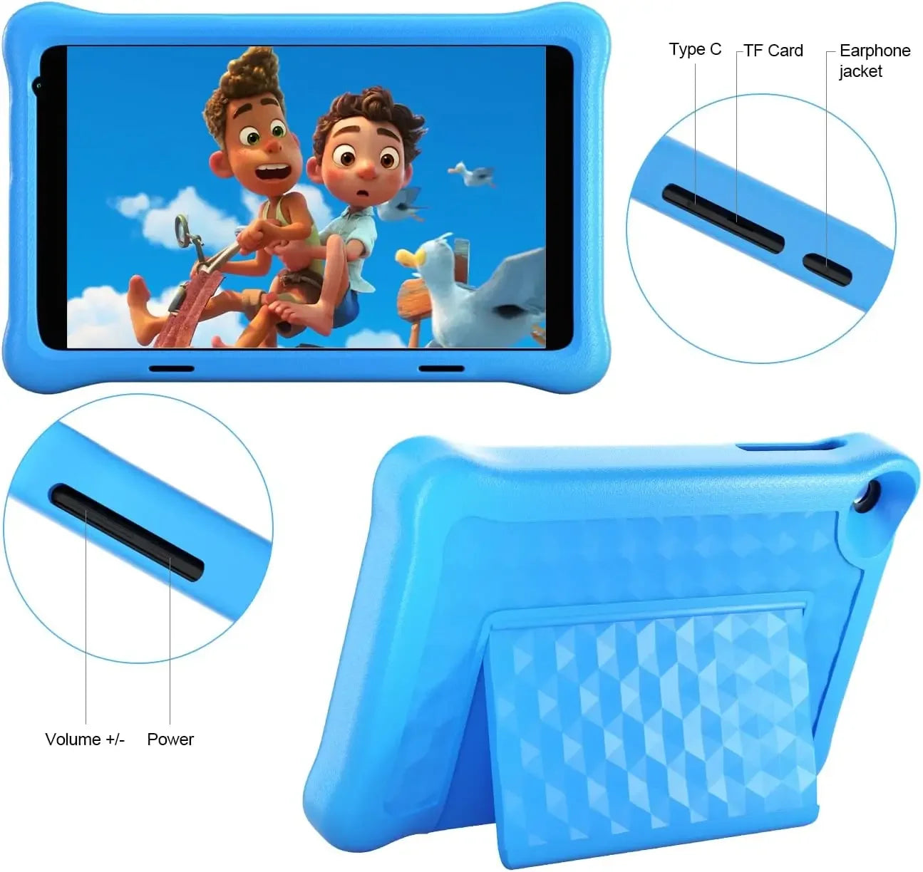 8 Inch Kid Tablet Android11 Learning Tablets Quad Core Processor 2GB+32GB 128GB Expansion 5000mAh Child Eye Protection With Case - Evallys.com
