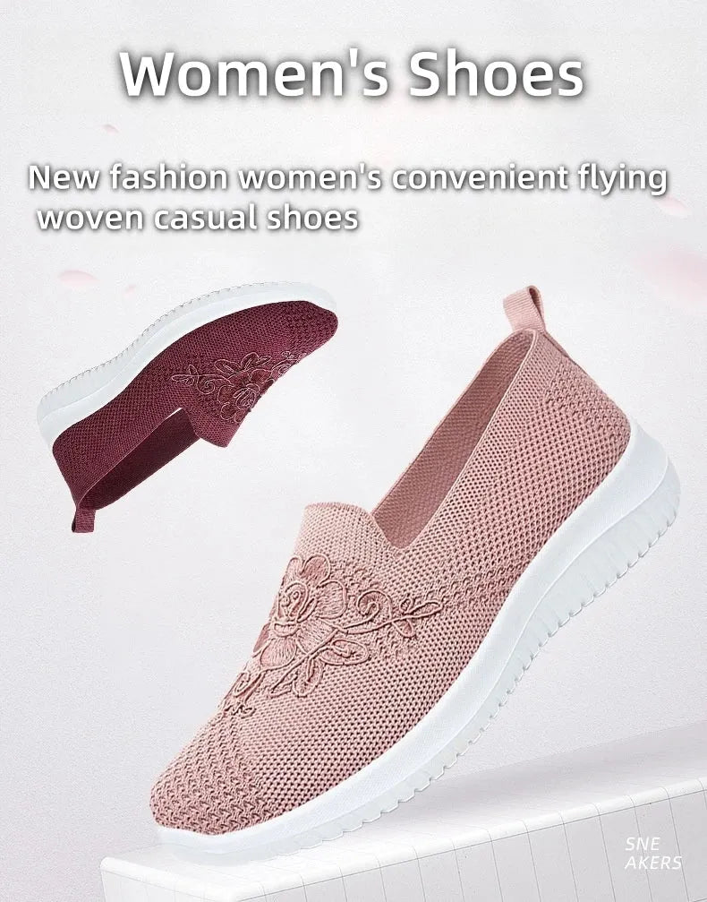 Women’s Breathable Hollow Flats – Slip-On Mesh Loafers with Floral Design - Evallys.com