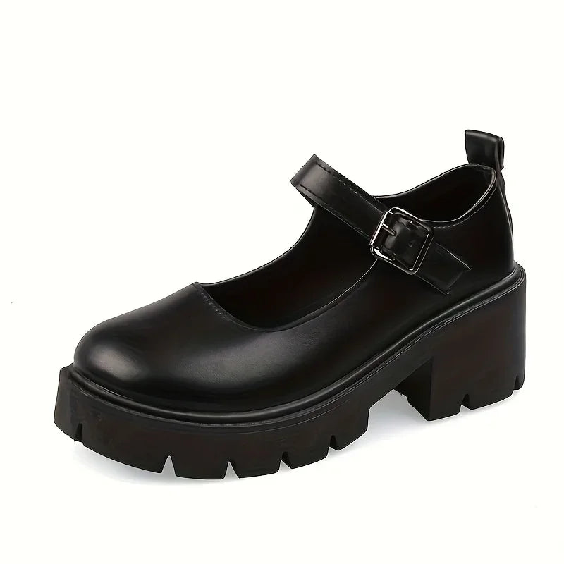 Lolita Shoes Women Japanese Mary Jane Shoes Women Vintage Girls Students JK Uniform High Heel Platform Shoes Cosplay Plus Size - Evallys.com