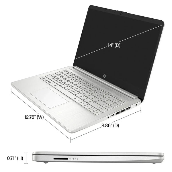 HP 14" Business Laptop,Intel Celeron N4120,16GB RAM,384GB Storage(128GB eMMC+256GB SD Card),1 Year Office 365,Windows 11 Pro - Evallys.com