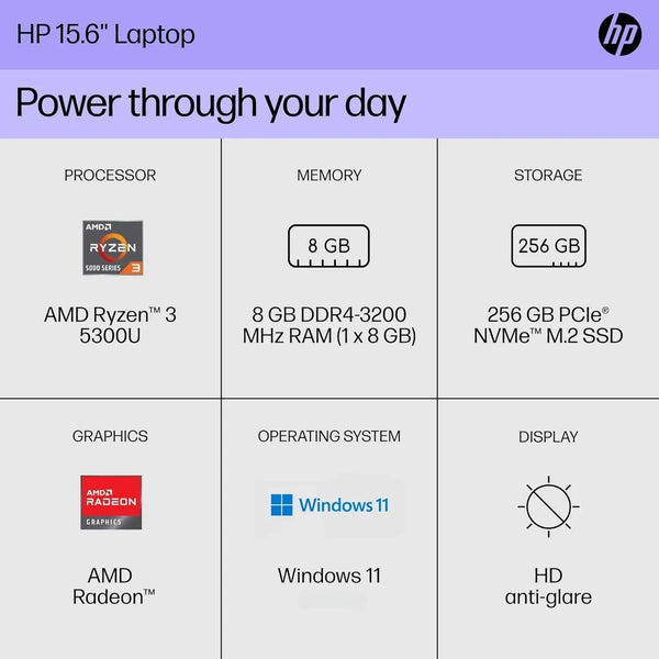 HP 15.6"HD Business Laptop,AMD Ryzen 3 5300U,32GB RAM,1TB SSD,Windows 11 Pro,Natural Silver,with Gaming Mouse - Evallys.com