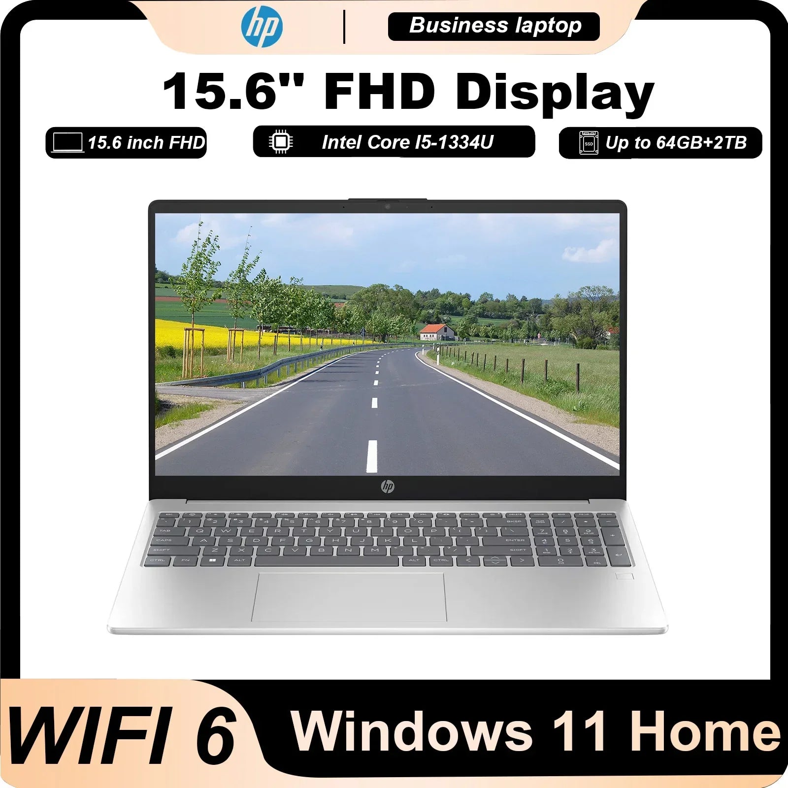 HP Newest 15.6'' FHD Business Laptop, Inter Core i5-1334U(Beats i7-9750H), Up to 64GB RAM/2TB SSD, 15.6''FHD Display, Win11 H - Evallys.com