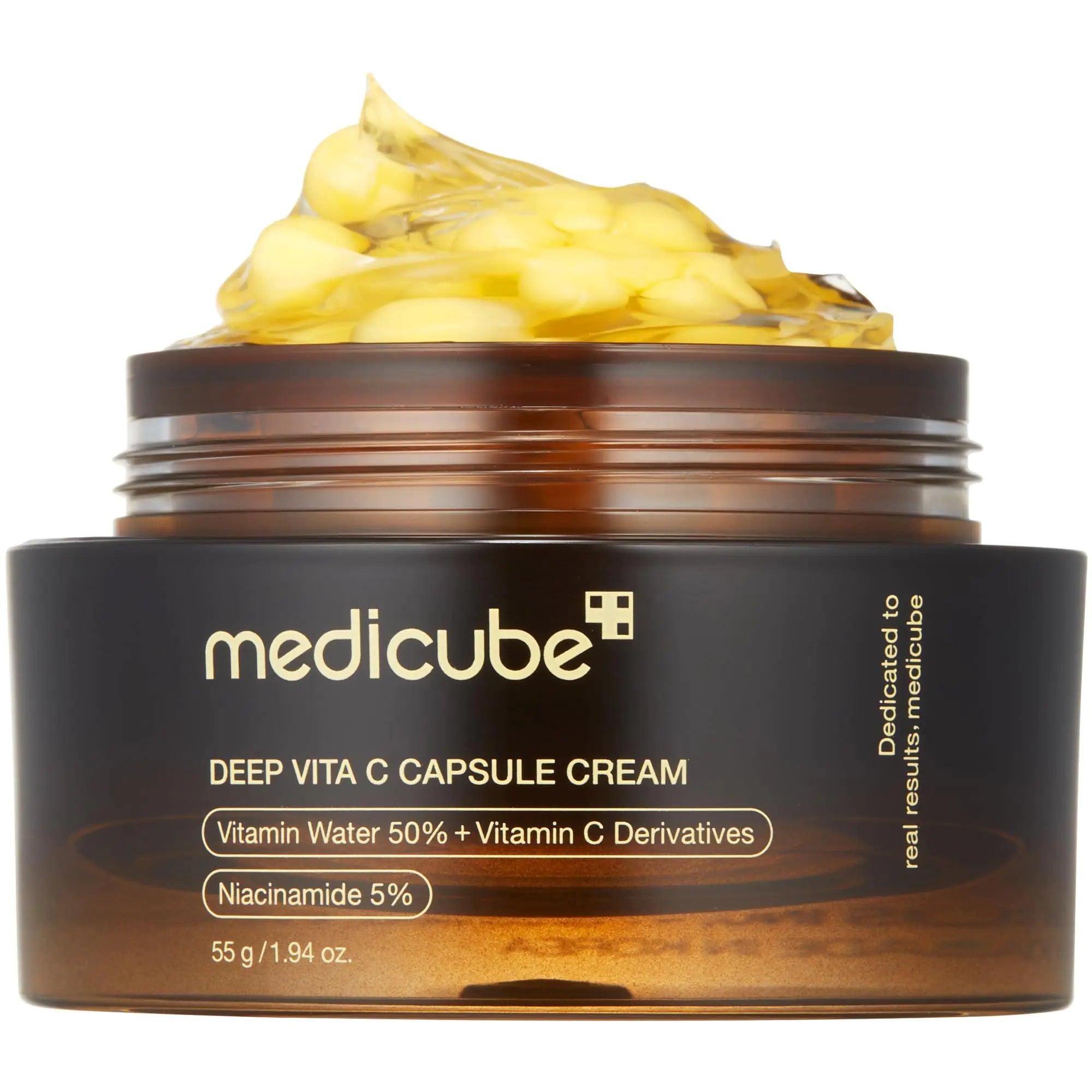 Medicube Deep Vitamin C Golden Capsule Face Moisturizer - Liposome Capsules For Wrinkles, Skin Radiance - Transparent Gel for Glow Hydration - Korean Skin Care 1.94 oz - Evallys.com # #