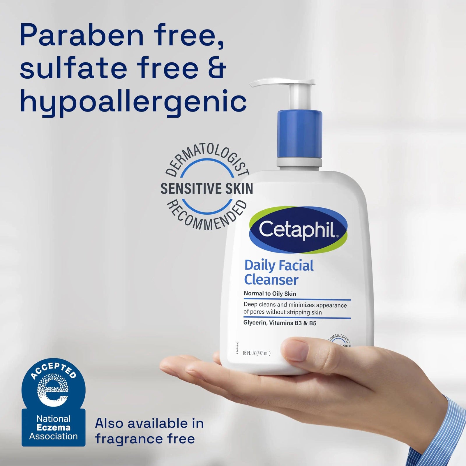 Cetaphil Face Wash, Daily Facial Cleanser for Sensitive, Combination to Oily Skin, NEW 20 oz, Gentle Foaming, Soap Free, Hypoallergenic NEW 20oz - Evallys.com # #