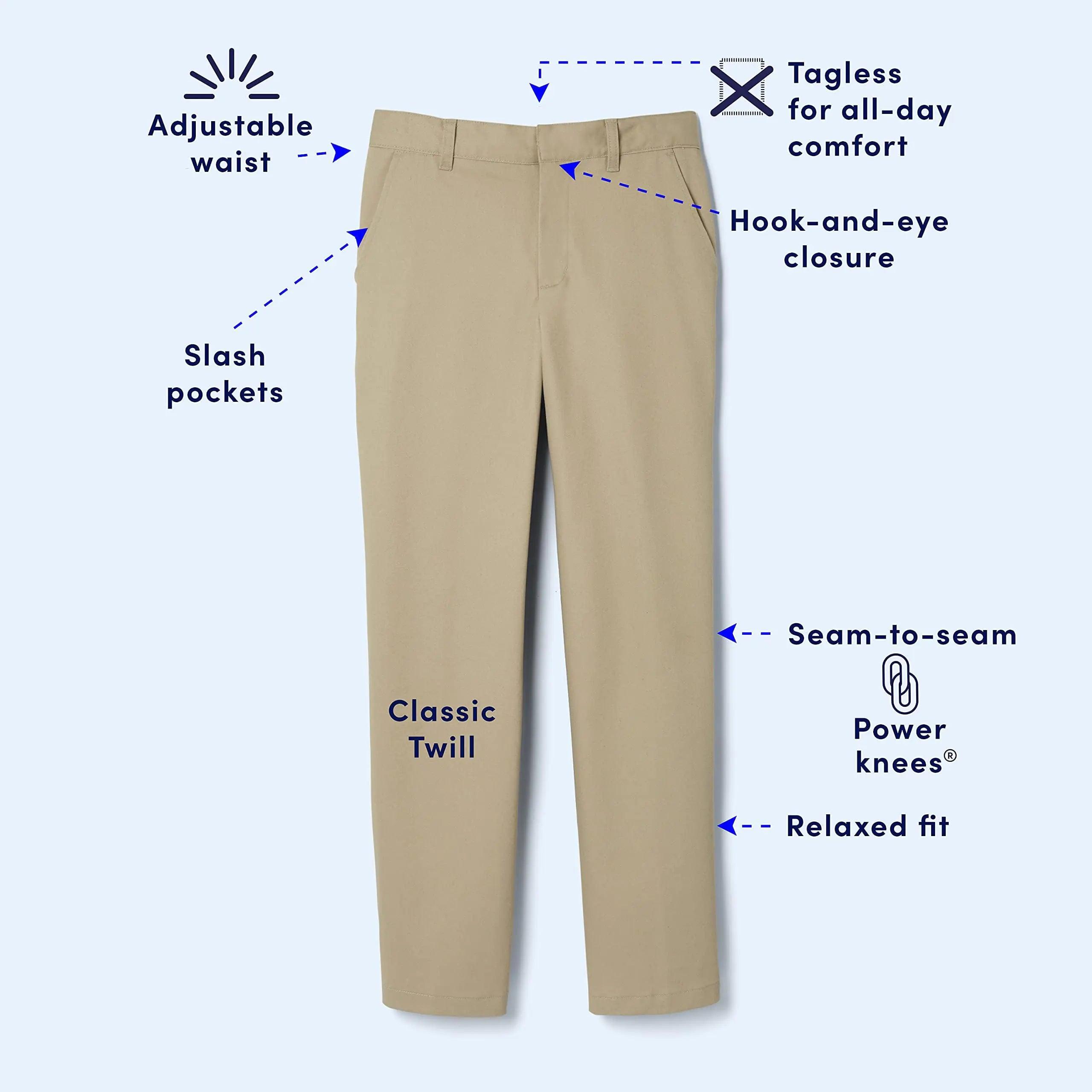 French Toast Boys' Adjustable Waist Relaxed Fit Pant (Standard & Husky) 10 Slim Khaki Beige - Evallys.com # #