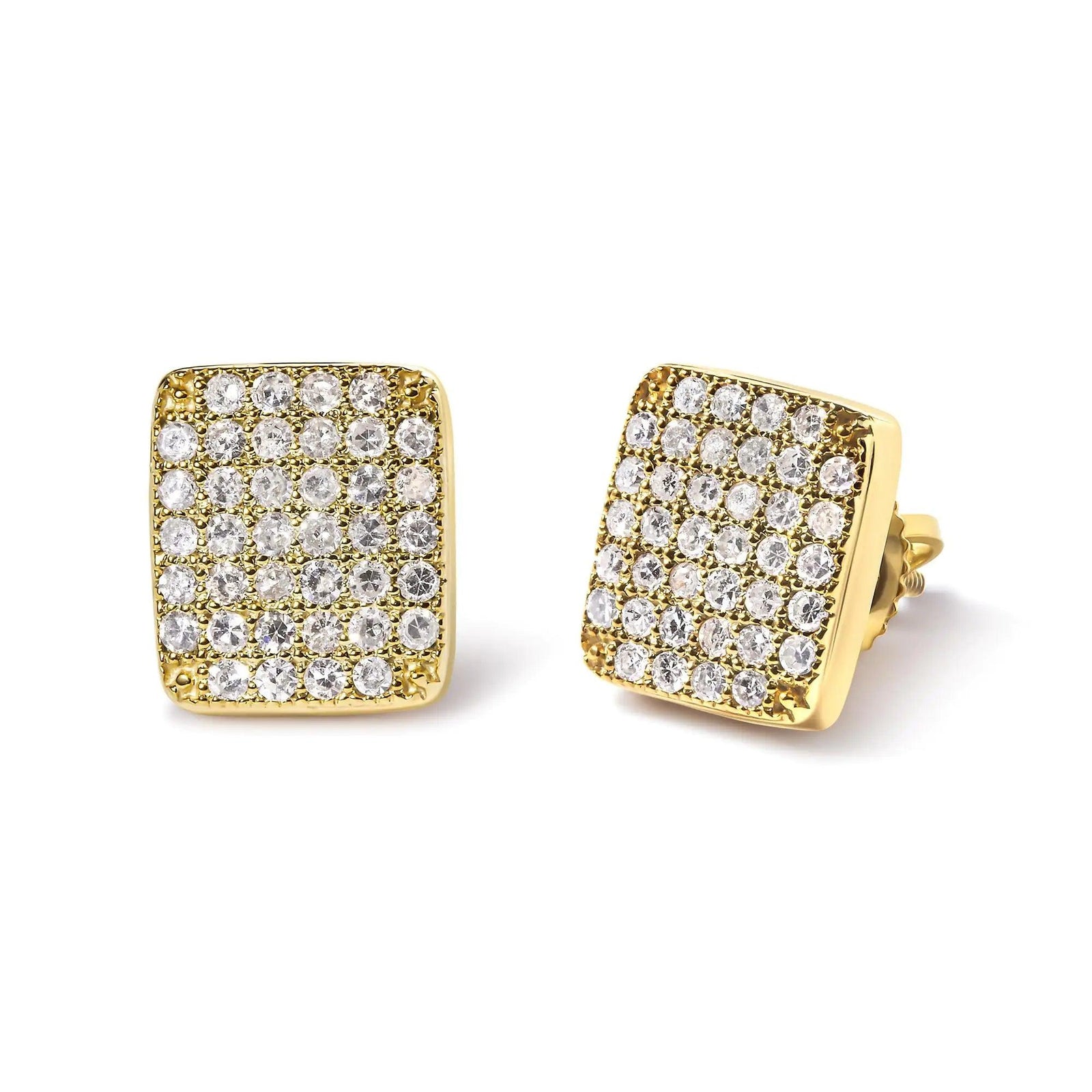 14K Yellow Gold 1/2 Cttw Diamond Square Shaped Composite Cluster Stud  Earrings (I-J Color, I1-I2 Clarity) - Evallys.com # #